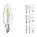 Multipack 10x Ledvance Classic LED E14 Bougie Filament Claire 4W 470lm - 827 Blanc Très Chaud | Équivalent 40W