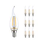 Multipack 10x Noxion Lucent LED E14 Flamme Bougie Filament Claire 2.5W 250lm - 827 Blanc Très Chaud | Équivalent 25W