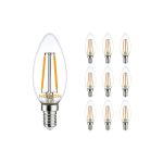 Multipack 10x Noxion Lucent LED E14 Bougie Filament Claire 2.5W 250lm - 827 Blanc Très Chaud | Équivalent 25W