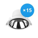 Multipack 15x Noxion Downlight LED Apollo 20W 2300lm 60D - 830 Blanc Chaud | 220mm - Diamètre 200mm - Alu Réflecteur - UGR <19