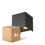 Multipack 4x D'Lite Applique Murale Elingen Aluminium Noir Up & Down 4.9W 480lm - 830 Blanc Chaud | IP65