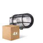 Multipack 4x D'Lite Applique Murale Ecco Noir Ovale | IP44 - Convient pour 1x E27