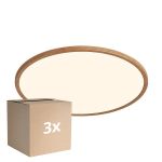 Multipack 3x Nordlux LED Plafonnier Oja 42 Bois 24W 2150lm - 827 Blanc Très Chaud | Dimmable