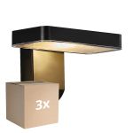 Multipack 3x Nordlux Solar Applique Murale Rica Carré Noir 4.5W 450lm - 830 Blanc Chaud | Détecteur de Mouvement et de Lumière