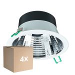 Multipack 4x Philips Downlight LED Coreline DN142B Aluminium Blanc 11W 1200lm 60D - 830 Blanc Chaud | Diamètre 155mm - IP20 - UGR<19
