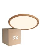 Multipack 3x Nordlux LED Plafonnier Oja 29 Bois 17W 1600lm - 827 Blanc Très Chaud | Dimmable