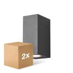 Multipack 2x D'Lite Applique Murale Vrebos Aluminium Noir Up & Down | IP54 - Convient Pour 2x GU10