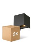 Multipack 2x D'Lite Applique Murale Elingen Aluminium Noir Up & Down 4.9W 480lm - 830 Blanc Chaud | IP65 - Détecteur De Lumière