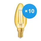 Multipack 10x Ledvance Vintage 1906 LED E14 Bougie Dorée 1.5W 120lm - 824 Blanc Très Chaud | Équivalent 15W