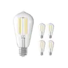 Multipack 5x Calex Smart Tuya Wifi E27 Edison Filament 7W 806lm - 818-830 Variable Blanc | Dimmable - Équivalent 60W