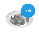 Multipack 6x Noxion Encastré Spot Drome MR16 inclinable Aluminium | Diamètre 69mm - GU10 Culot