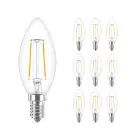 Multipack 10x Philips Corepro LED Bougie E14 Filament Claire 2W 250lm – 827 – Blanc Très Chaud | Équivalent 25W