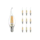 Multipack 10x Noxion Lucent LED E14 Flamme Bougie Filament Claire 4.5W 470lm - 827 Blanc Très Chaud | Dimmable - Équivalent 40W