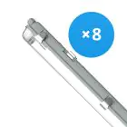 Multipack 8x Noxion Réglette LED Étanche Boîtier Vide  Poseidon V2.0 | Convient Pour 2x150cm Tube LED