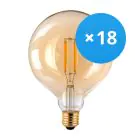 Multipack 18x Noxion Lucent LED E27 Globe Filament Ambre 125mm 7.2W 630lm - 822 Blanc Très Chaud | Équivalent 60W