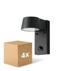 Multipack 4x D'Lite Applique Murale Lira Noir 7W 600lm 830 Blanc Chaud | IP54 - Détecteur De Mouvement