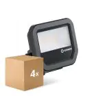 Multipack 4x Ledvance Projecteur LED Aluminium Noir 8W 1100lm 100D - 830 Blanc Chaud | IP66 - Symétrique