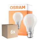 Multipack 6x Osram Classic LED B22d Poire Filament Dépolie 11W 1521lm - 865 Lumière du Jour | Dimmable - Équivalent 100W