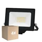 Multipack 4x Noxion Projecteur LED Beamy Aluminium Noir 20W 2200lm 100D - 830 Blanc Chaud | IP65 - Symétrique 