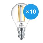 Multipack 10x Philips Corepro LED Lustre E14 Kogel Filament Helder 4.3W 470lm - 827 Zeer Warm Wit | Vervangt 40W