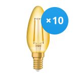 Multipack 10x Ledvance Vintage 1906 LED E14 Kaars Goud 1.5W 120lm - 824 Zeer Warm Wit | Vervangt 15W