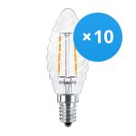 Multipack 10x Philips Corepro LED Kaars E14 Gedraaid Kaars Filament Helder 2W 250lm - 827 Zeer Warm Wit | Vervangt 25W