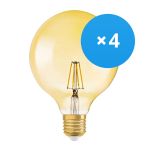 Multipack 4x Ledvance Vintage 1906 LED E27 Goud 4W 410lm - 824 Zeer Warm Wit | Vervangt 40W