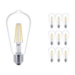 Multipack 10x Philips Corepro LED Lamp E27 Edison Filament Helder 7W 806lm - 827 Zeer Warm Wit | Vervangt 60W