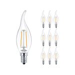 Multipack 10x Philips Corepro LED Kaars E14 gebogen punt Filament Helder 2W 250lm - 827 Zeer Warm Wit | Vervangt 25W