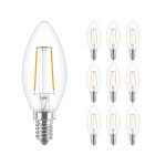 Multipack 10x Philips Corepro LED Kaars E14 Filament Helder 2W 250lm – 827 – Zeer Warm Wit | Vervangt 25W