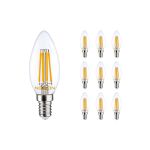 Multipack 10x Noxion Lucent LED E14 Kaars Filament Helder 4.5W 470lm - 827 Zeer Warm Wit | Vervangt 40W