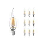Multipack 10x Noxion Lucent LED E14 gebogen punt Kaars Filament Helder 4.5W 470lm - 827 Zeer Warm Wit | Dimbaar - Vervangt 40W