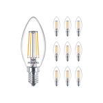 Multipack 10x Philips MASTER Value LED Kaars E14 Filament Helder 3.4W 470lm - 927 | Beste Kleurweergave - Dimbaar – Vervangt 40W