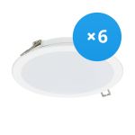 Multipack 6x Philips LED Downlight DN065B Metaal Wit 19W 2000lm 110D - 830 Warm Wit | 225mm - Zaagmaat 200mm - IP20
