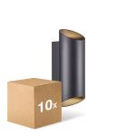 Multipack 10x Nordlux Nico Wandlamp Aluminium Zwart Up & Down | IP54 - Geschikt voor 2x GU10
