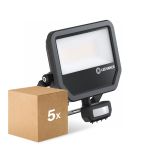 Multipack 5x Ledvance LED Floodlight Aluminium Zwart 41W 6000lm 100D - 840 Koel Wit | IP65 - Bewegings- En Lichtsensor - Symmetrisch
