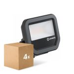 Multipack 4x Ledvance LED Floodlight Aluminium Zwart 8W 1100lm 100D - 830 Warm Wit | IP66 - Symmetrisch