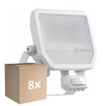 Multipack 8x Ledvance LED Floodlight Aluminium Wit 41W 5500lm 100D - 830 Warm Wit | IP65 - Bewegings- En Lichtsensor - Symmetrisch