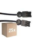 Multipack 25x Noxion GST - Compatibel Verlengkabel Zwart - Mannelijk + Vrouwlijk - 2m - 3 pole 1,5mm2