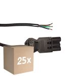 Multipack 25x Noxion GST - Compatibel Voedingskabel Zwart - Mannelijk + Open uiteinden - 2m - 3 pole 0,75mm2