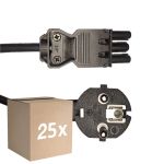 Multipack 25x Noxion GST - Compatibel Voedingskabel Zwart - Vrouwlijk + Schuko Europlug - 3m - 3 pole 0.75mm2