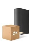 Multipack 2x D'Lite Wandlamp Vossem Aluminium Zwart Up & Down| IP54 - Geschikt Voor 2x GU10