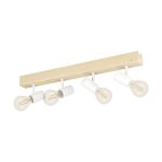 Eglo Plafondlamp Townshend 3 Hout Staal Wit | IP20 - Geschikt voor 4x E27 