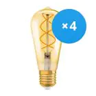 Multipack 4x Ledvance Vintage 1906 LED E27 Peer Goud 4W 300lm - 820 Zeer Warm Wit | Dimbaar - Vervangt 25W