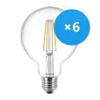 Multipack 6x Philips Corepro LED Globe E27 Filament Helder 95mm 7W 806lm - 827 Zeer Warm Wit | Vervangt 60W