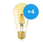 Multipack 4x Ledvance Vintage 1906 LED E27 Peer Helder 6.5W 725lm - 824 Zeer Warm Wit | Dimbaar - Vervangt 55W