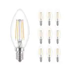 Multipack 10x Philips Corepro LED Kaars E14 Filament Helder 4.3W 470lm - 827 Zeer Warm Wit | Vervangt 40W