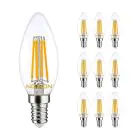 Multipack 10x Noxion Lucent LED E14 Kaars Filament Helder 4.5W 470lm - 827 Zeer Warm Wit | Dimbaar - Vervangt 40W