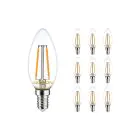 Multipack 10x Noxion Lucent LED E14 Kaars Filament Helder 2.5W 250lm - 827 Zeer Warm Wit | Dimbaar - Vervangt 25W