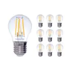 Multipack 10x Noxion Lucent Lustre LED E27 Kogel Filament Helder 4.5W 470lm - 827 Zeer Warm Wit | Dimbaar - Vervangt 40W